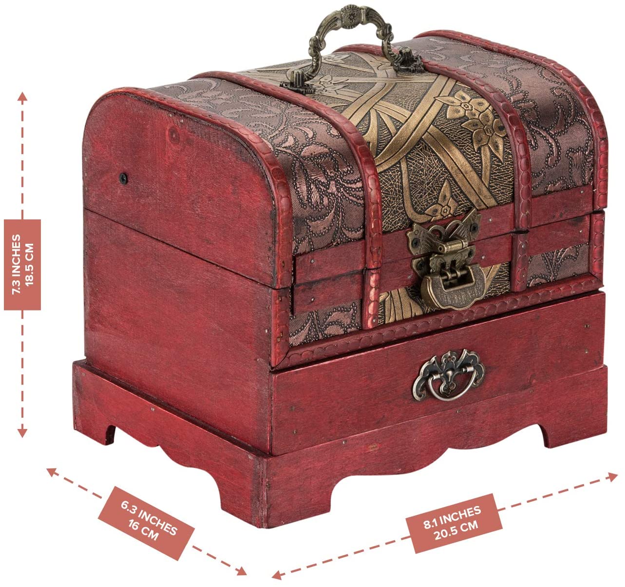 Small Vintage Treasure Chest with Drawer  Oriental Style Wooden Box f –  Primo Supply l Curated Problem Solving Products