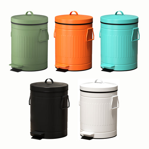 Retro Classic Tin Look Trash Can with Tight Dog-proof Lid I Pop Top With Handles and Liner Inside