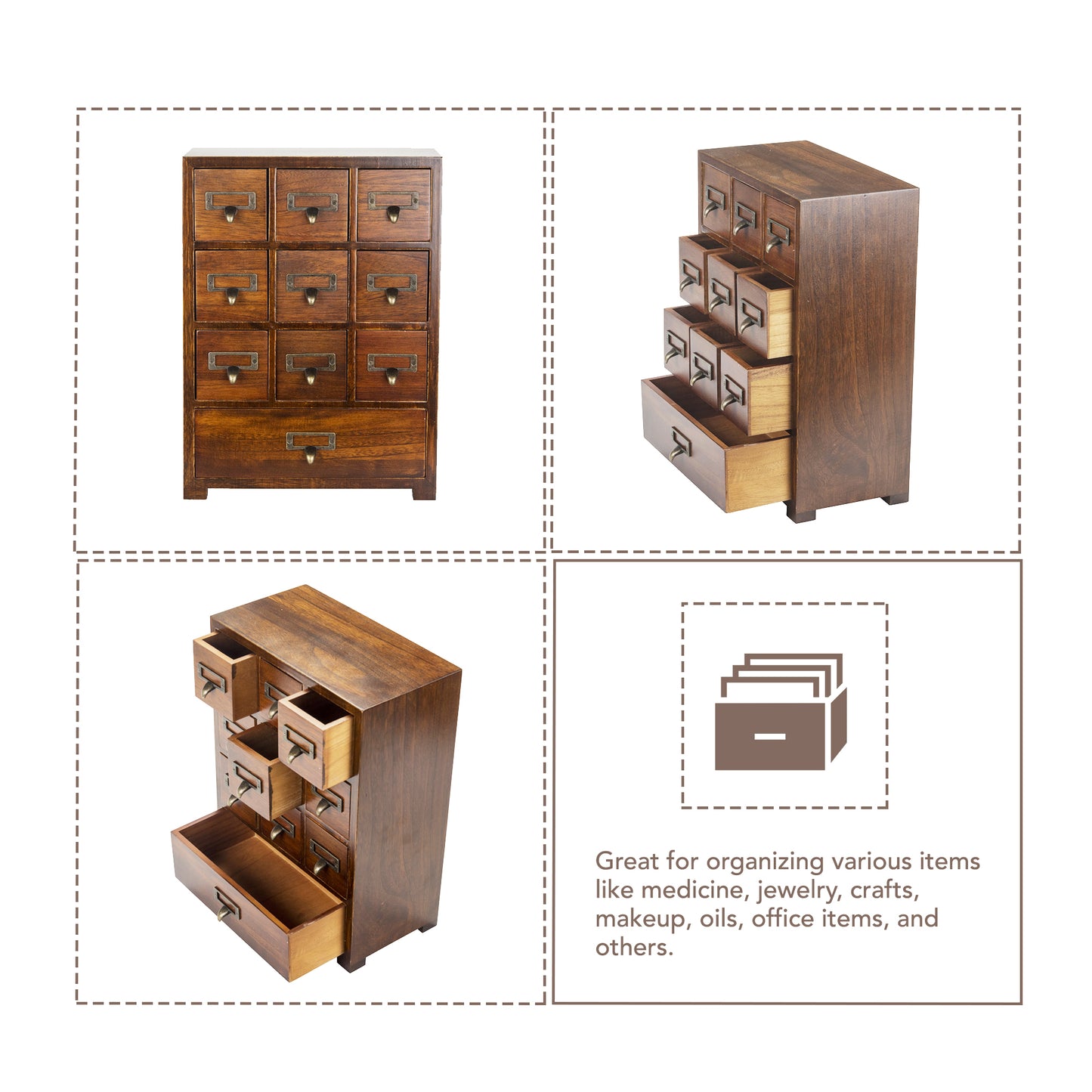 Desktop Apothecary Library Card Catalog Medicine 10 Drawer Cabinet | Clutter Free Home