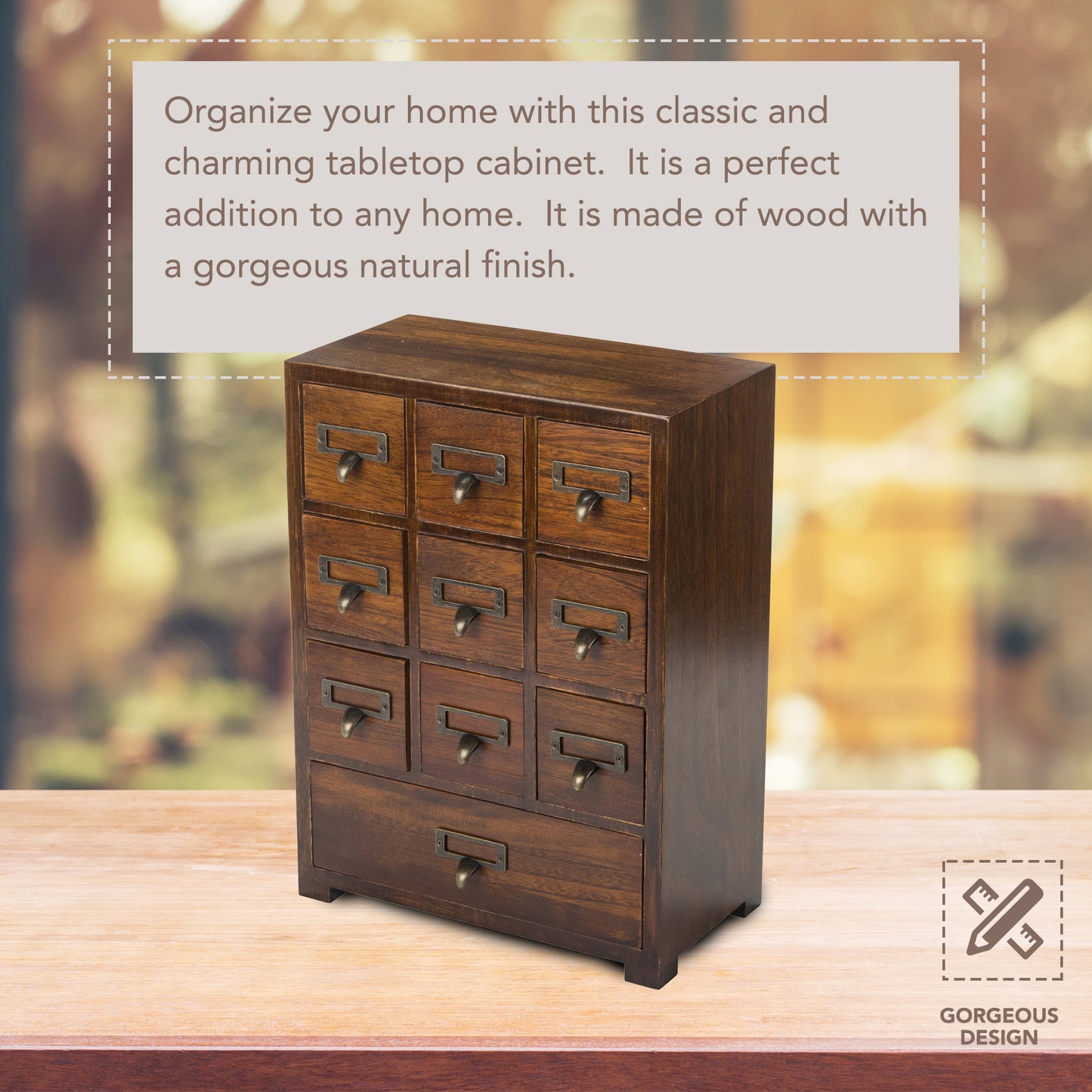 Desktop Apothecary Library Card Catalog Medicine 10 Drawer Cabinet | Clutter Free Home