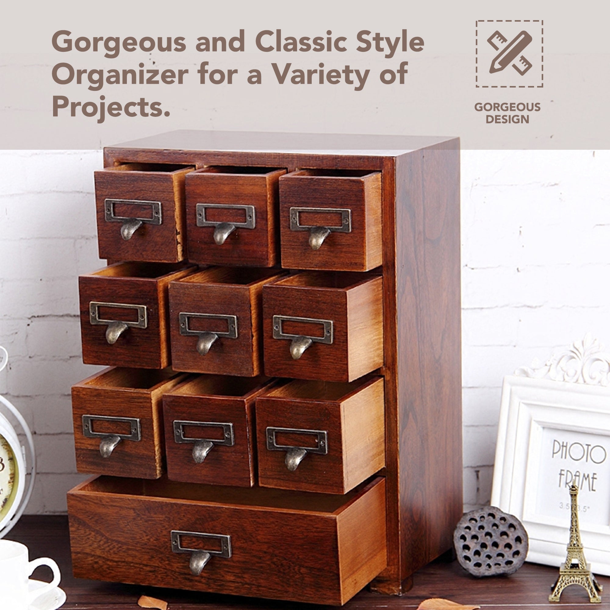 Load image into Gallery viewer, Desktop Apothecary Library Card Catalog Medicine 10 Drawer Cabinet | Clutter Free Home