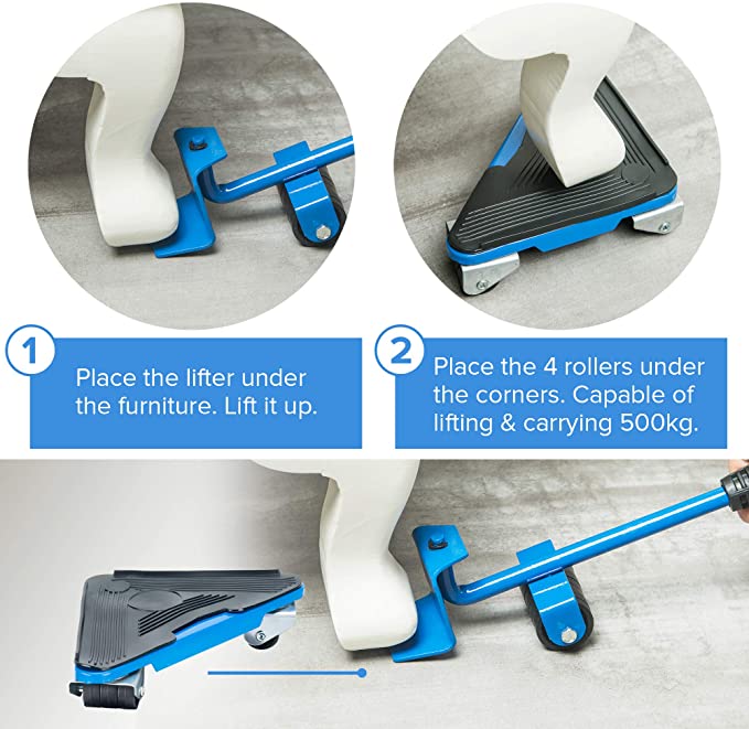 Multi Directional Heavy Appliance Furniture Mover  Blue Moving Hack T –  Primo Supply l Curated Problem Solving Products