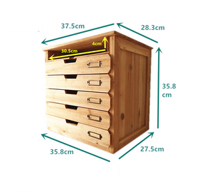 5 Drawer + Storage Slot Wood Desktop Organizer | Mini Cabinet Style With Metal Label Holder