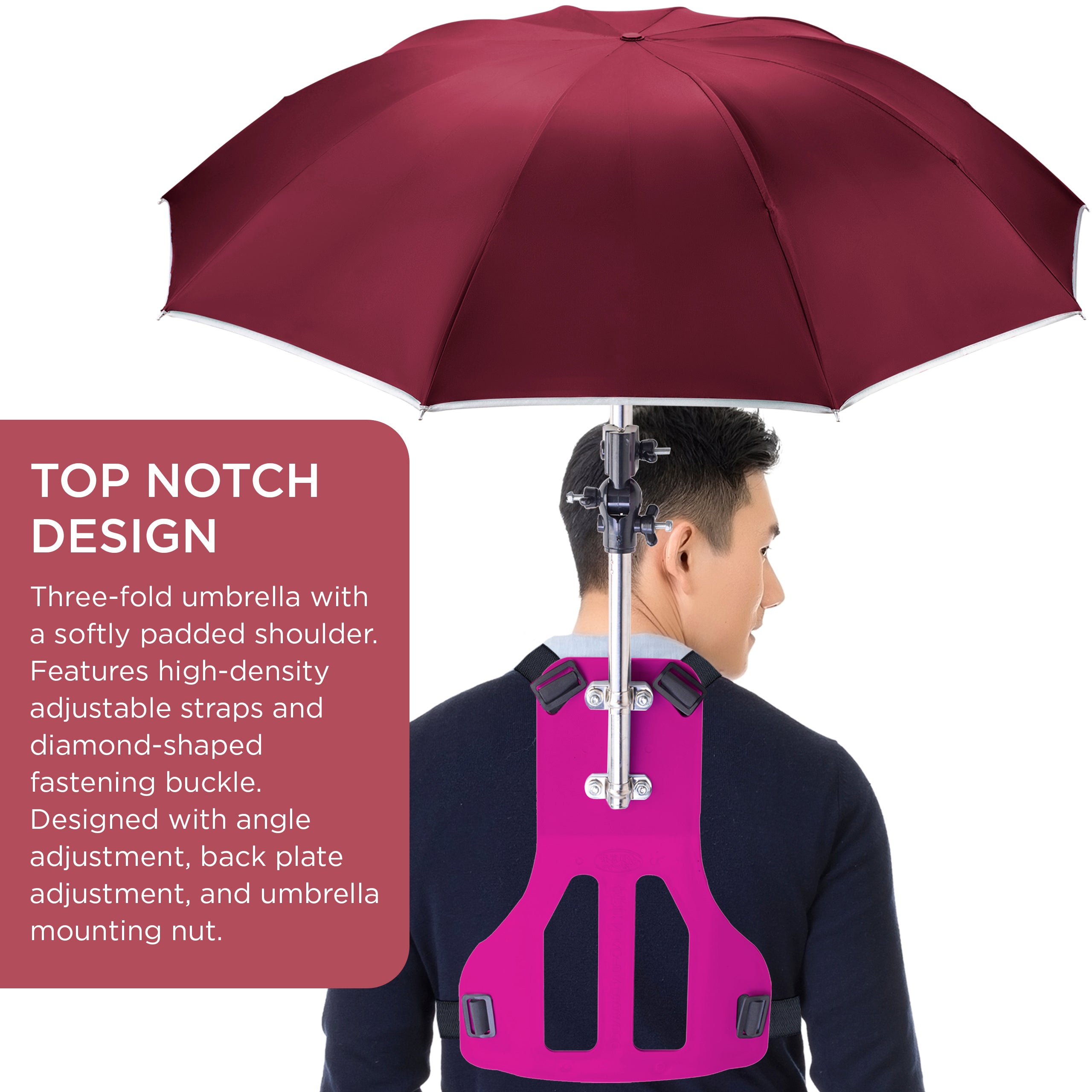  Wearable Hands-Free Umbrella Strap Vest Sun Rain Blocker  Fishing Outdoor Use Running Jogging Portable Compact Shade and Avoid Hot