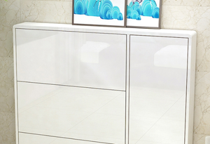 Super Thin Narrow Profile White Nordic Design Shoe Cabinet | Store Your Shoes In Style